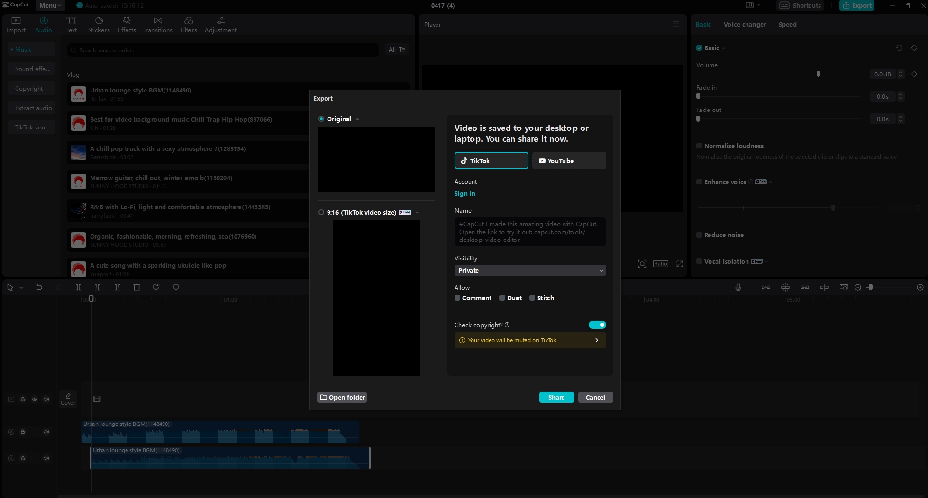 Export and share